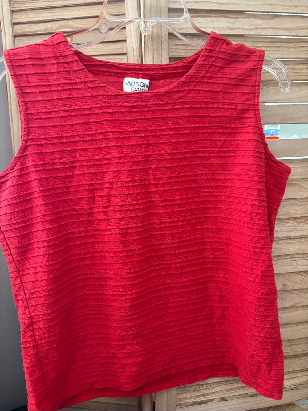 Allison Daley Red Textured Sleeveless Shell Top Petite Medium